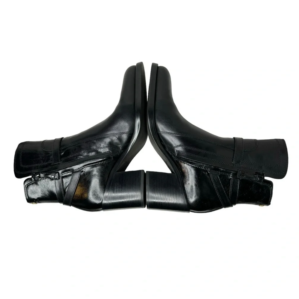 Sam Edelman Simona Block Heel Bootie Black Leather‎ 9.5